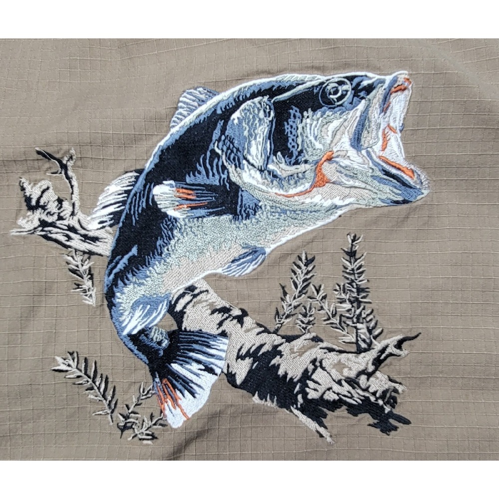 Guide Series Fishing Shirt Mens L INCREDIBLE EmbroideryBass LIMITED USE